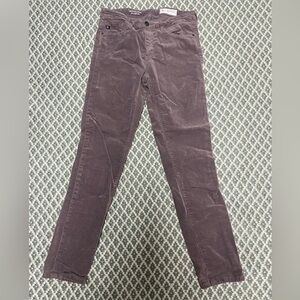 AG Stevie slim straight velvet jeans from Anthro. Light purple/gray color. GUC.